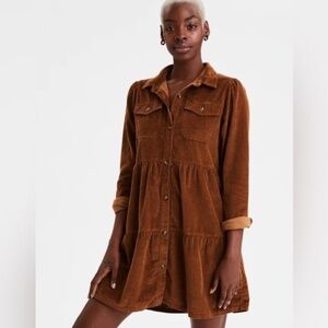 American Eagle Corduroy button up babydoll shirt dress